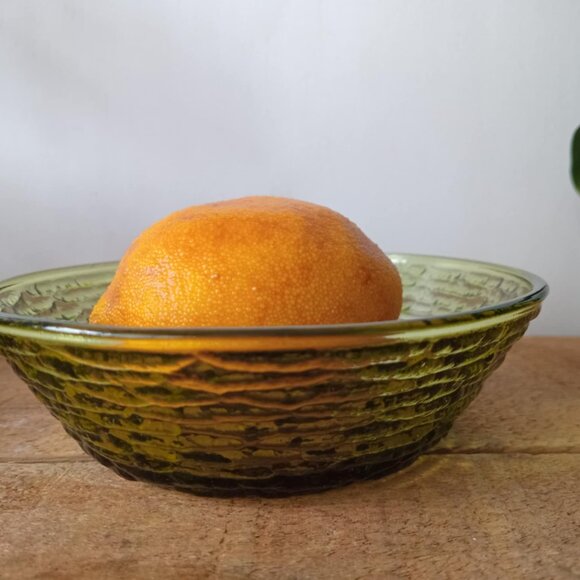 (Set - 6) Vintage Mid-Century Avocado Green Glass Bowls "Soreno" Anchor Hocking - Picture 8 of 9